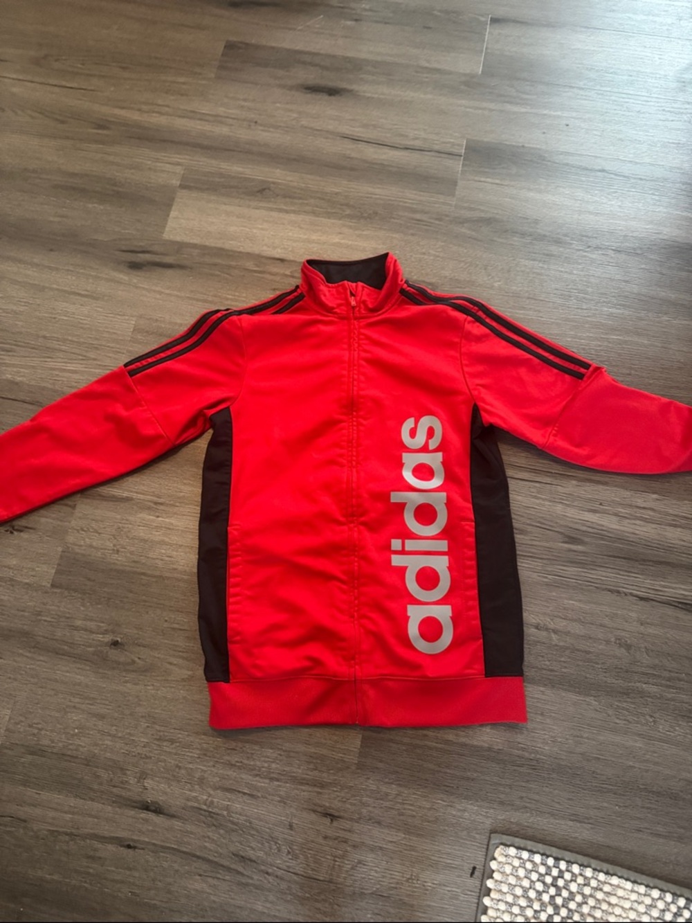 adidas Bright Red Track Jacket with Black Side Panels
